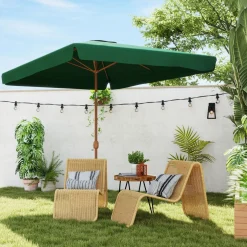 Sombrilla de terraza Loto Outsunny con manivela y ángulo ajustable 245x300x200 cm