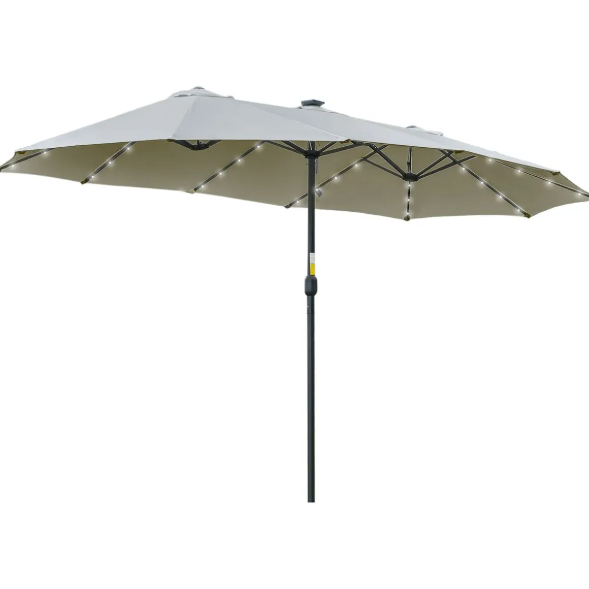 Sombrilla doble Buffalo Outsunny 2 niveles + 48 luces LED + manivela 240x450x265 cm