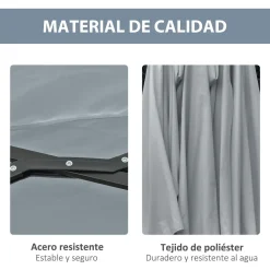 Sombrilla doble Buffalo Outsunny 2 niveles + 48 luces LED + manivela 240x450x265 cm