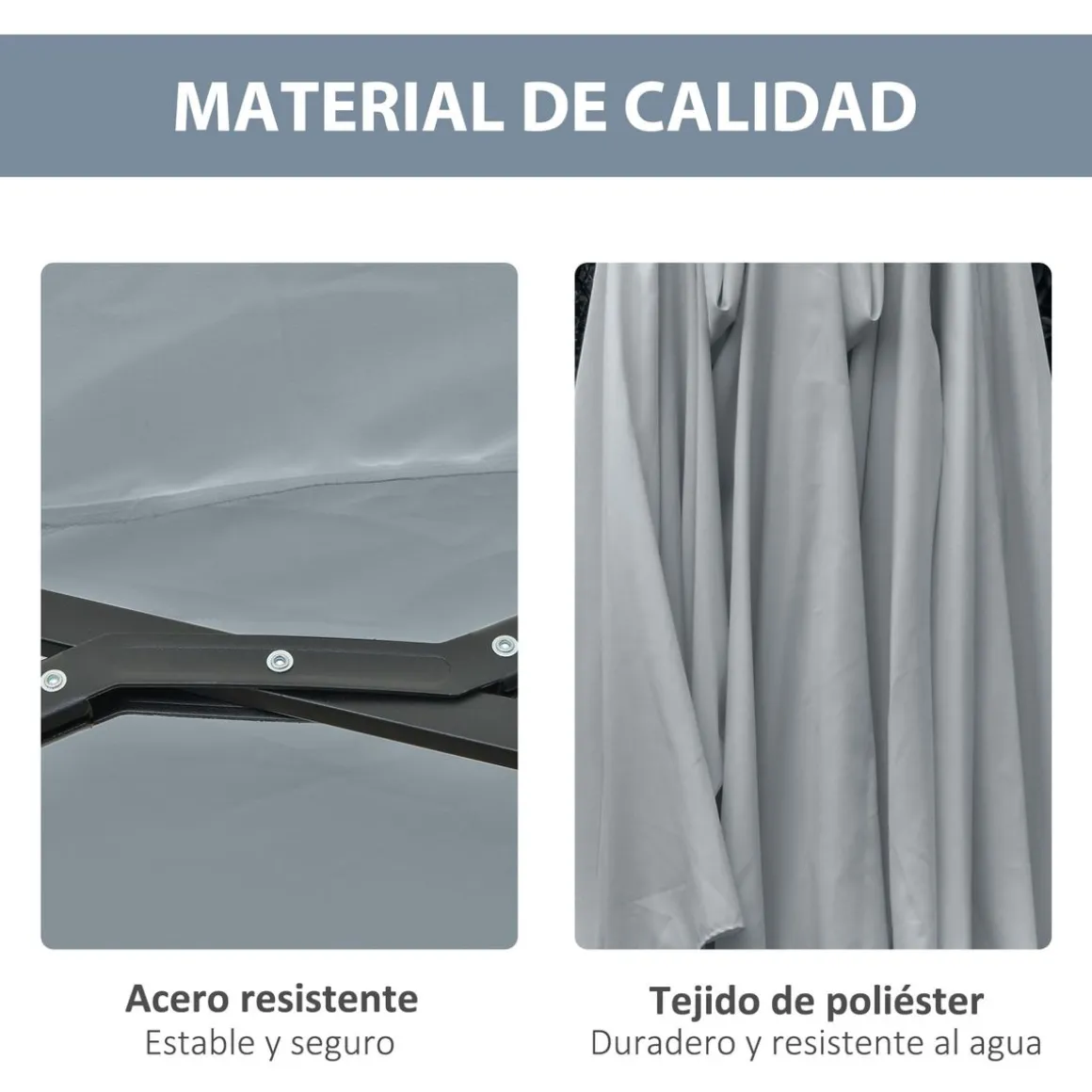 Sombrilla doble Buffalo Outsunny 2 niveles + 48 luces LED + manivela 240x450x265 cm