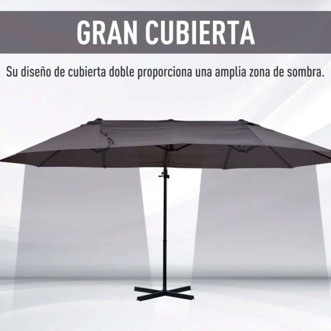 Sombrilla doble Outsunny inclinable con manivela negro/gris 250x440x270 cm