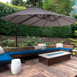 Sombrilla doble Outsunny inclinable con manivela negro/gris 250x440x270 cm