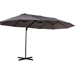 Sombrilla doble Outsunny inclinable con manivela negro/gris 250x440x270 cm