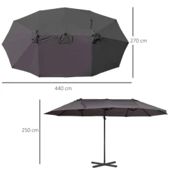 Sombrilla doble Outsunny inclinable con manivela negro/gris 250x440x270 cm
