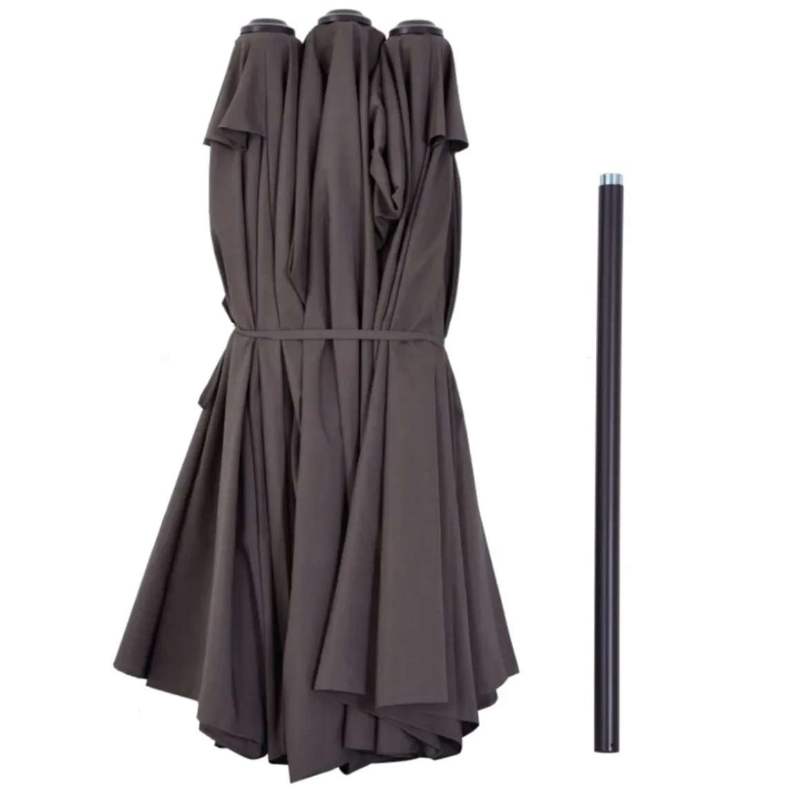 Sombrilla doble Outsunny con manivela y protección solar UV gris 238x455x265 cm