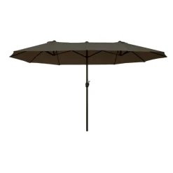 Sombrilla doble Outsunny con manivela y protección solar UV gris 238x455x265 cm
