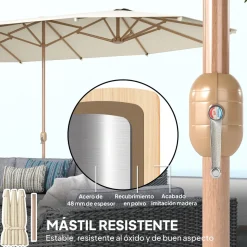 Sombrilla doble Outsunny con manivela 238x455x265 cm