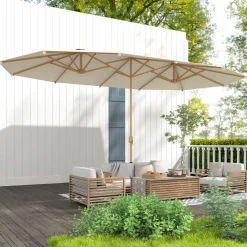 Sombrilla doble Outsunny con manivela 238x455x265 cm
