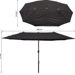 Sombrilla doble Outsunny negro 240x460x270 cm