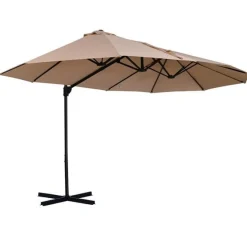 Sombrilla doble parasol Outsunny con manivela beige/negro 250x270x460 cm