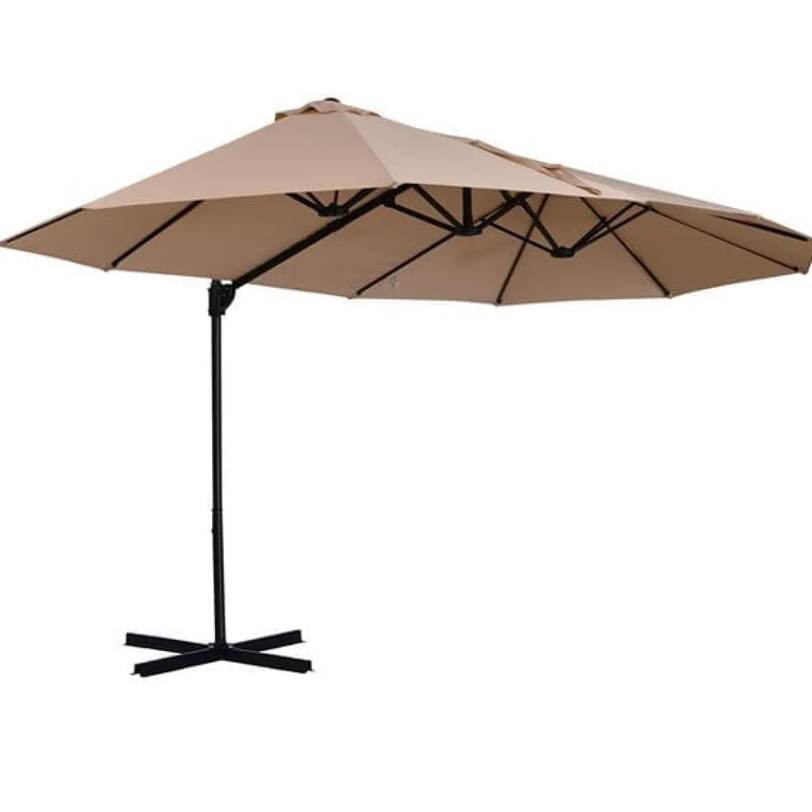 Sombrilla doble parasol Outsunny con manivela beige/negro 250x270x460 cm