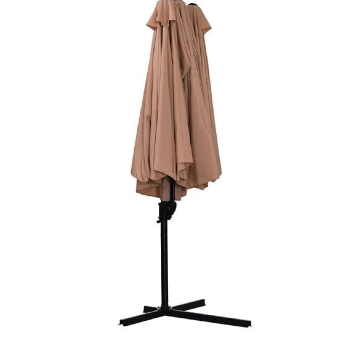 Sombrilla doble parasol Outsunny con manivela beige/negro 250x270x460 cm