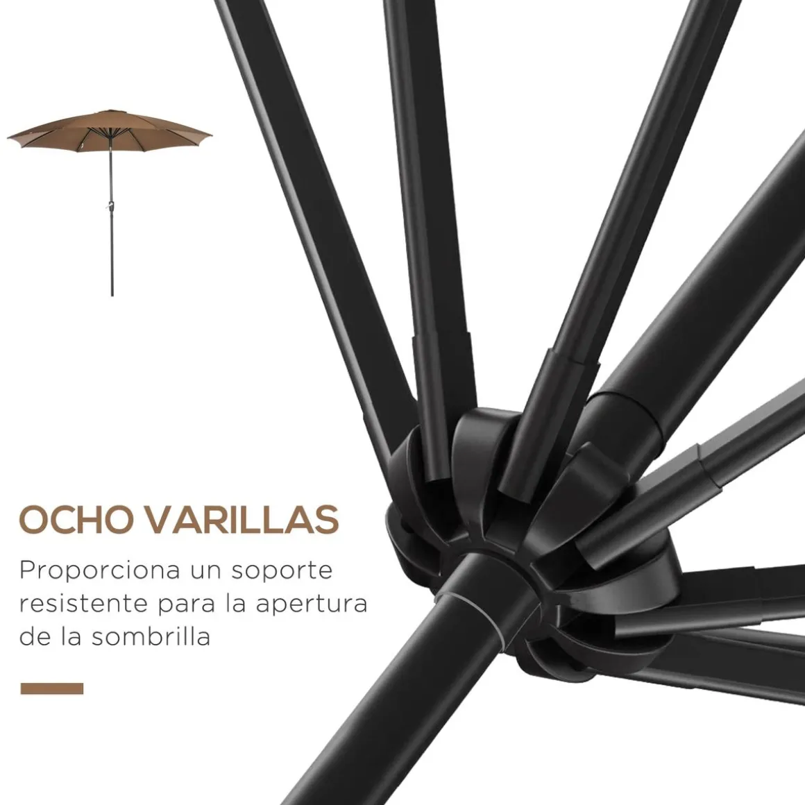 Sombrilla Florencia Outsunny manivela + techo inclinable Ø300x252 cm