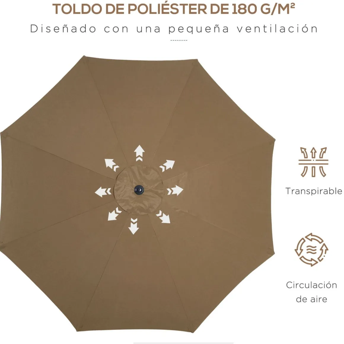 Sombrilla Florencia Outsunny manivela + techo inclinable Ø300x252 cm