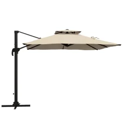 Sombrilla Forca Outsunny excéntrica + manivela beige 270x294 cm