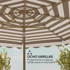 Sombrilla Helade Outsunny inclinable con manivela gris/blanco Ø268x237 cm