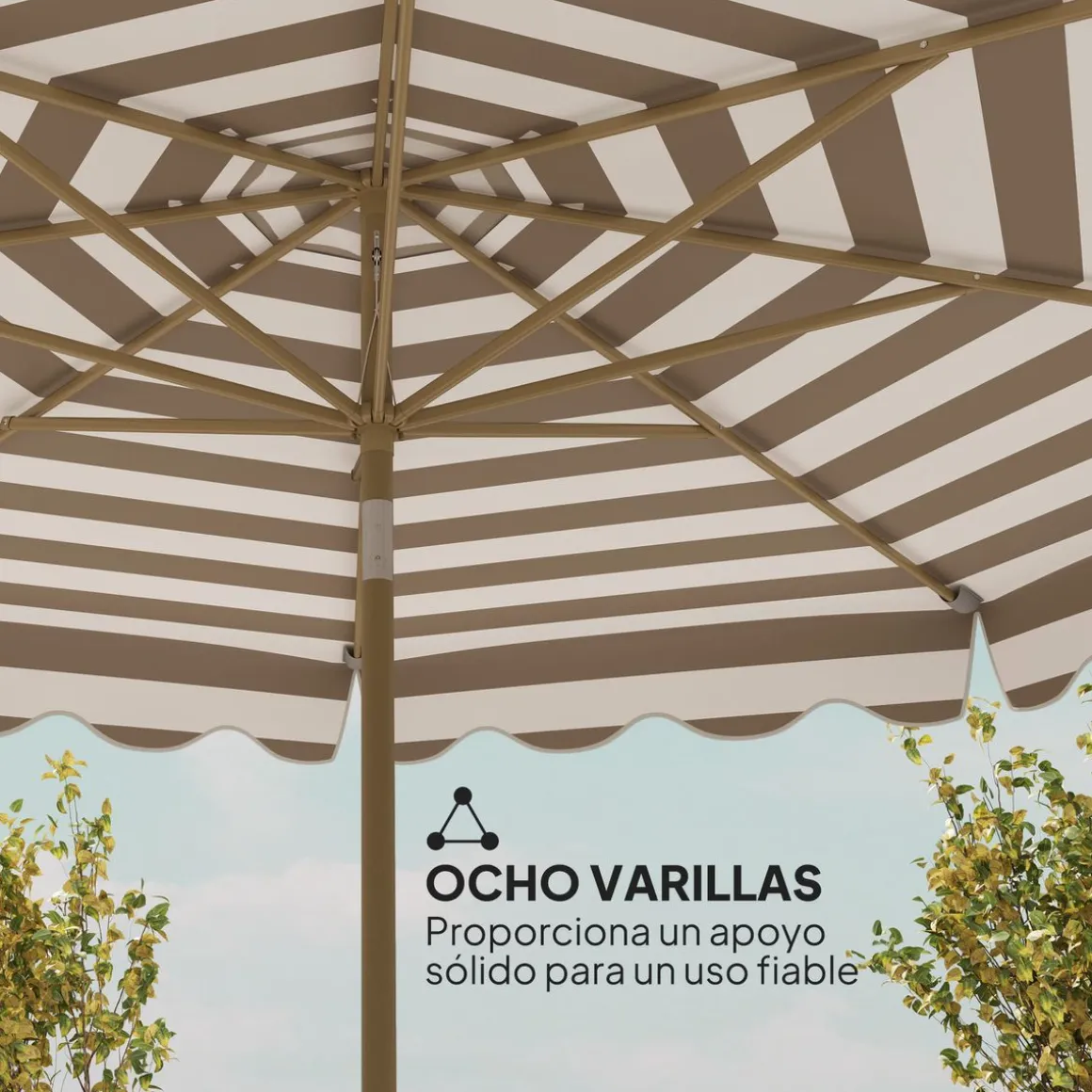 Sombrilla Helade Outsunny inclinable con manivela gris/blanco Ø268x237 cm