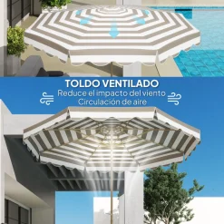 Sombrilla Helade Outsunny inclinable con manivela gris/blanco Ø268x237 cm