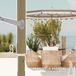 Sombrilla Helade Outsunny inclinable con manivela gris/blanco Ø268x237 cm