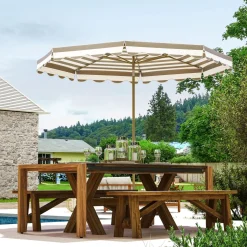 Sombrilla Helade Outsunny inclinable con manivela gris/blanco Ø268x237 cm