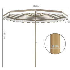 Sombrilla Helade Outsunny inclinable con manivela gris/blanco Ø268x237 cm