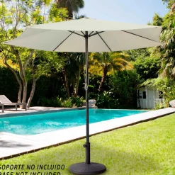 Sombrilla hexagonal Aktive Garden con poleas y protección UV50 crema Ø300 cm