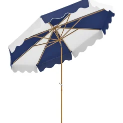 Sombrilla Marine Outsunny inclinable con manivela azul/blanco Ø267x238 cm