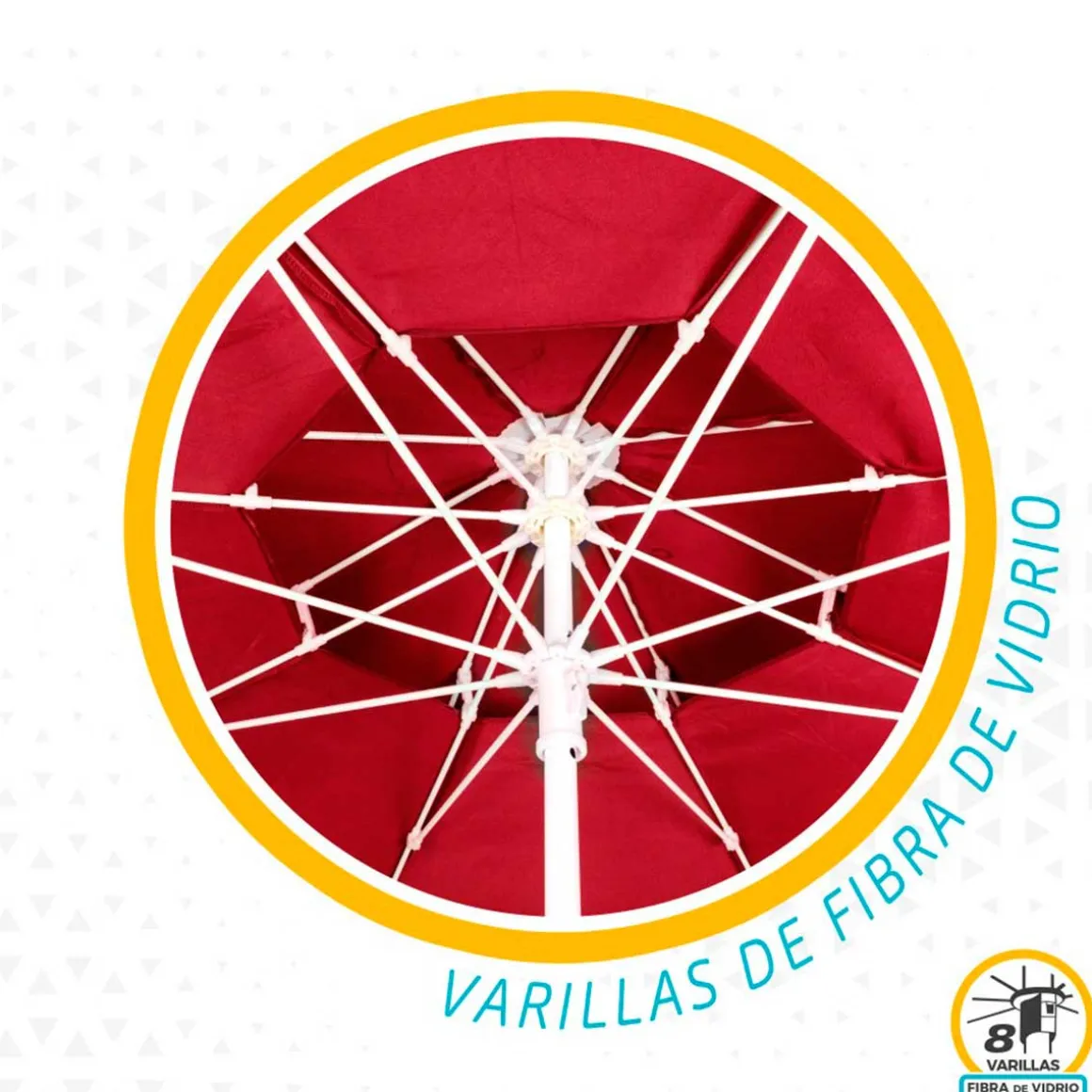 Sombrilla octogonal Aktive Beach doble techo protección UV35 rojo Ø280 cm