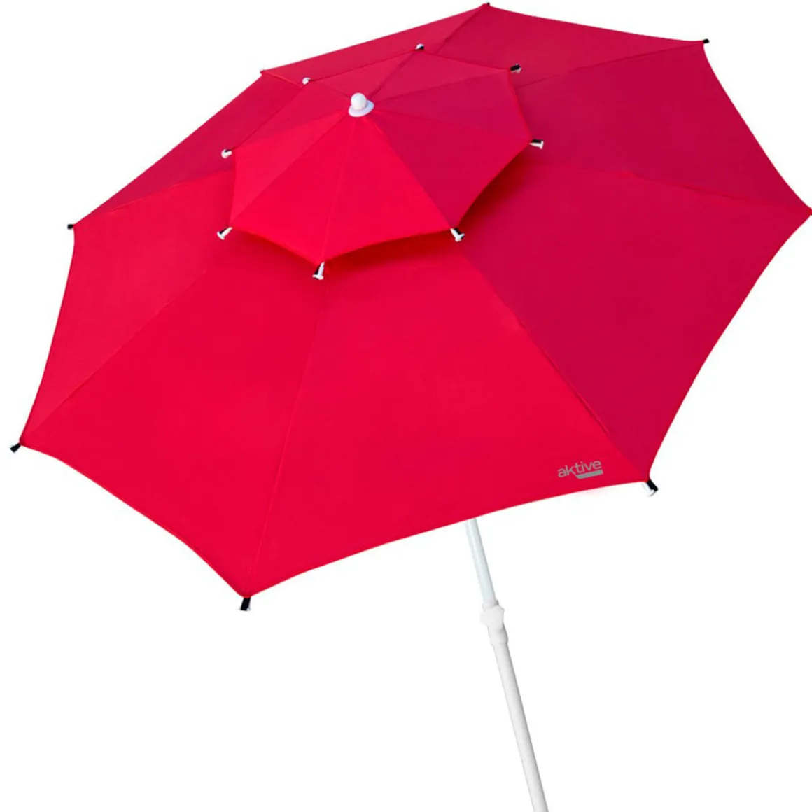 Sombrilla octogonal Aktive Beach doble techo protección UV35 rojo Ø280 cm