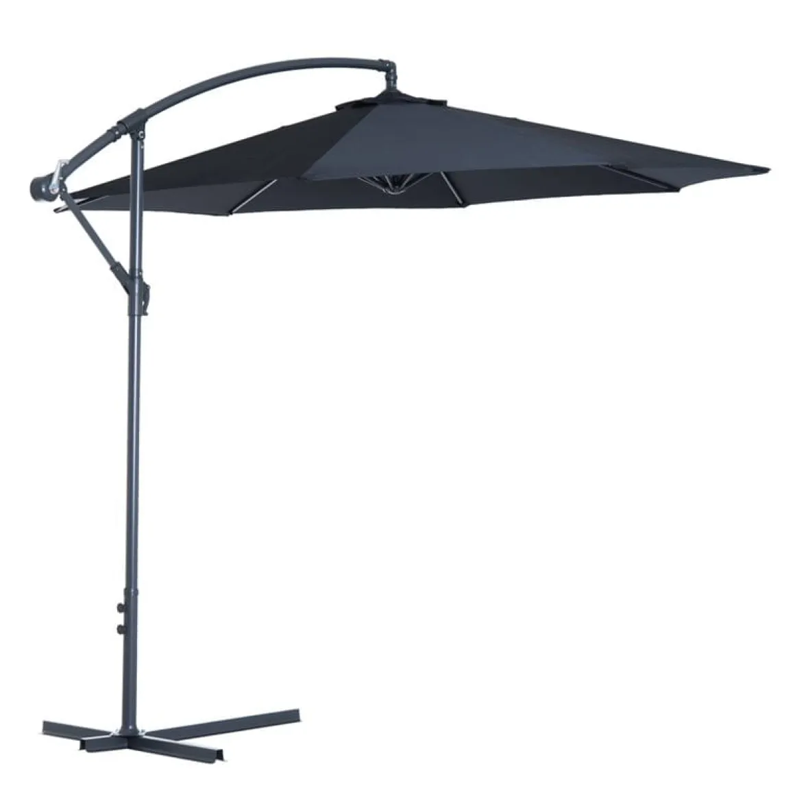 Sombrilla Outsunny poste excéntrico con manivela negro 3x2,5 m