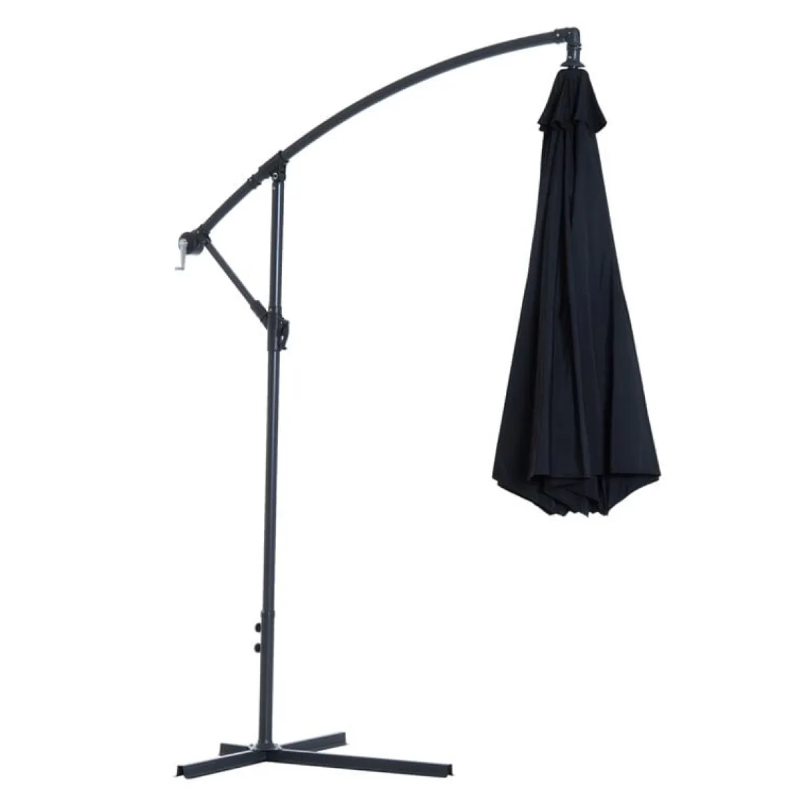 Sombrilla Outsunny poste excéntrico con manivela negro 3x2,5 m
