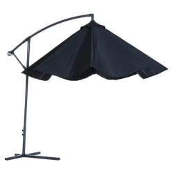 Sombrilla Outsunny poste excéntrico con manivela negro 3x2,5 m