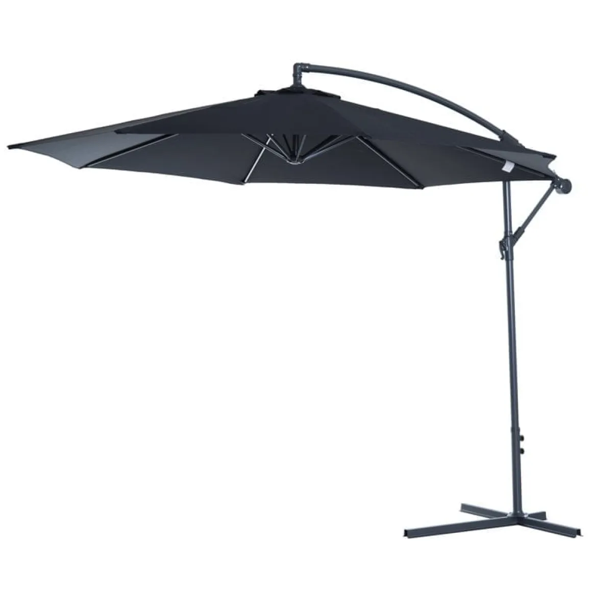 Sombrilla Outsunny poste excéntrico con manivela negro 3x2,5 m