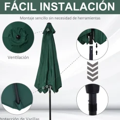 Sombrilla Outsunny reclinable con manivela 270x235 cm