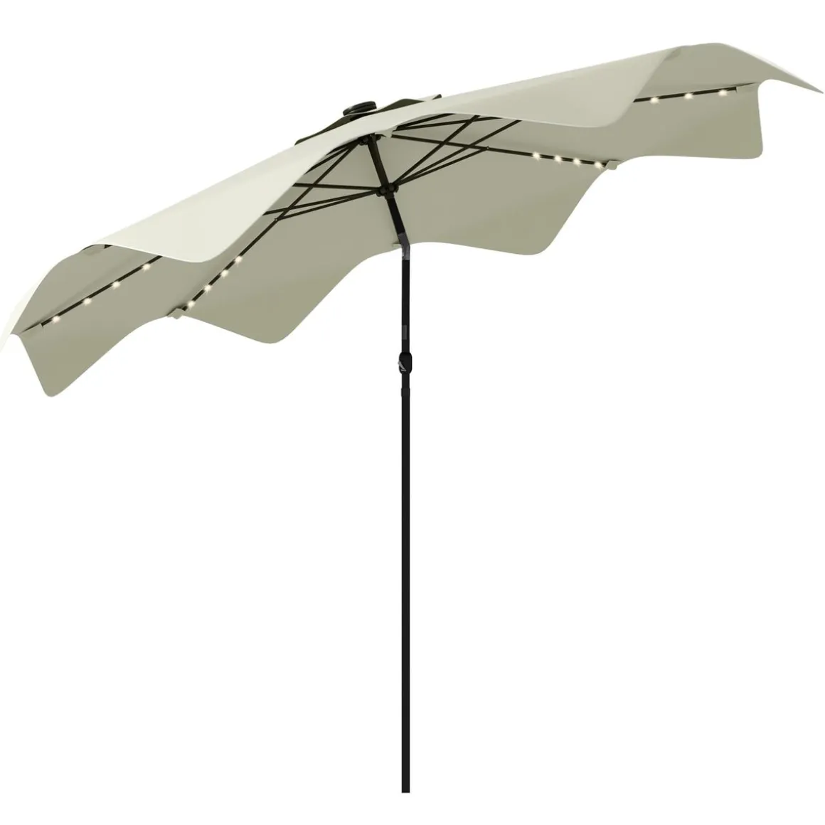 Sombrilla Petunia Outsunny inclinable + 32 LEDS crema Ø292x248 cm