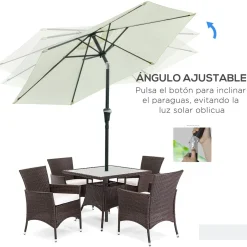 Sombrilla Portland Outsunny ángulo ajustable Ø230x216 cm