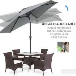 Sombrilla Portland Outsunny ángulo ajustable Ø230x216 cm
