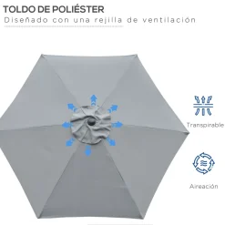 Sombrilla Portland Outsunny ángulo ajustable Ø230x216 cm
