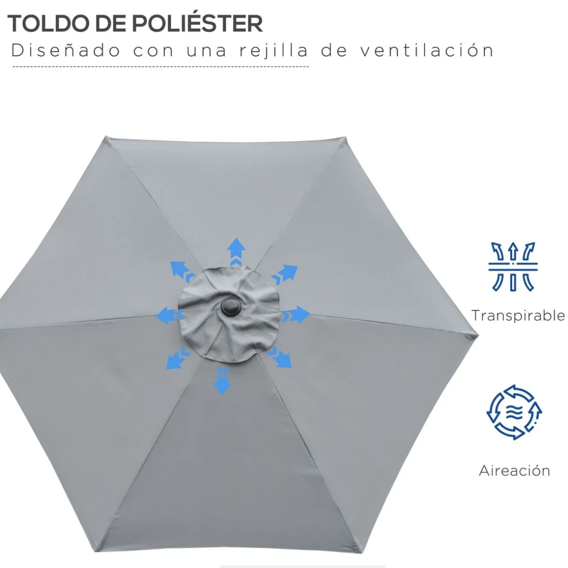 Sombrilla Portland Outsunny ángulo ajustable Ø230x216 cm