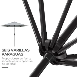 Sombrilla Portland Outsunny ángulo ajustable Ø230x216 cm