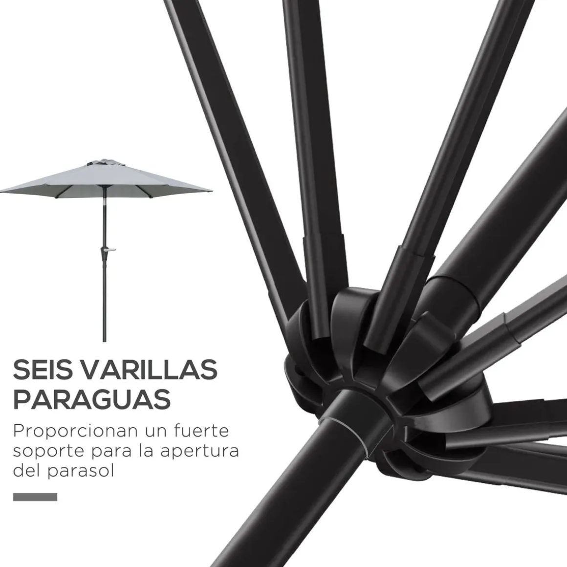 Sombrilla Portland Outsunny ángulo ajustable Ø230x216 cm