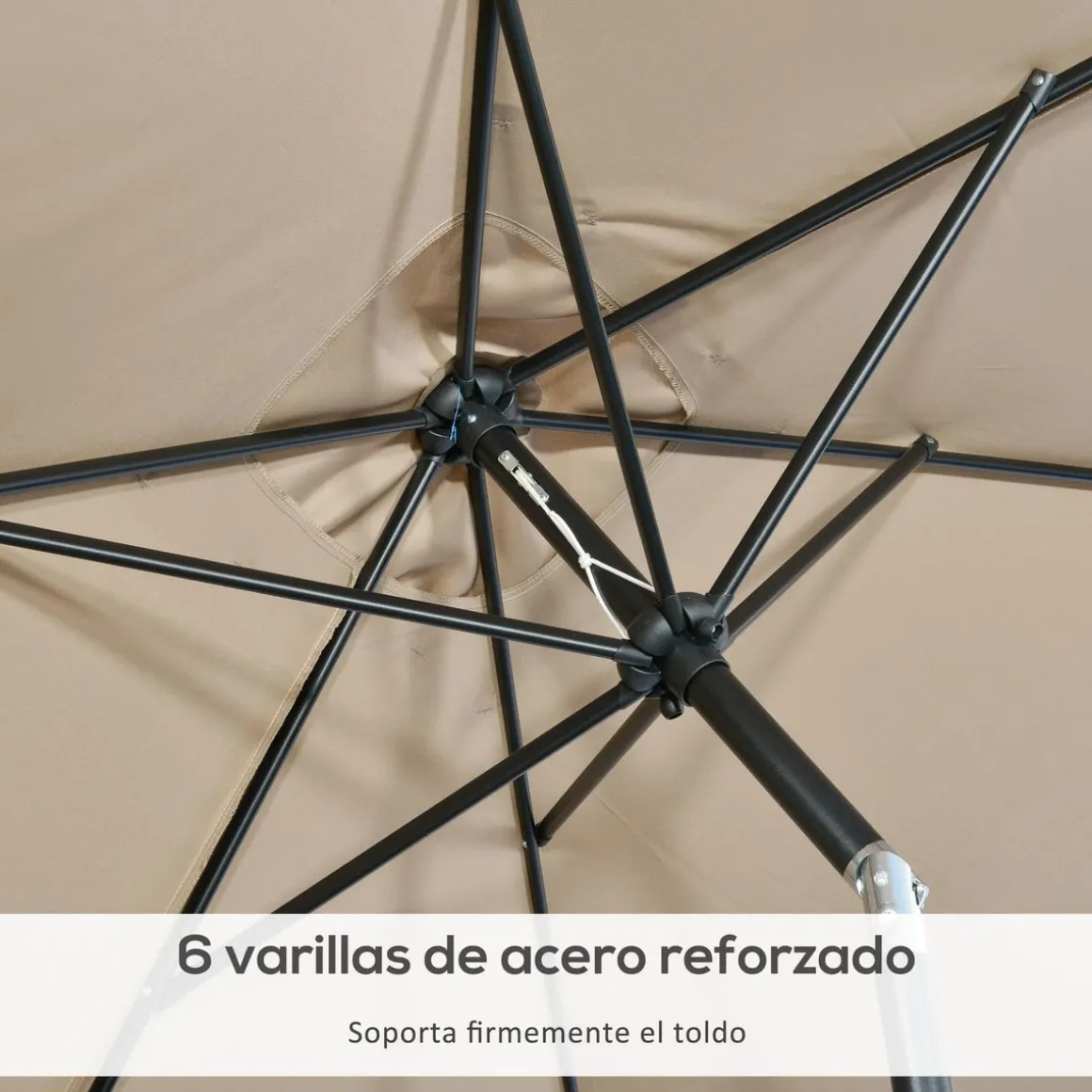 Sombrilla Sand Outsunny inclinable + plegable marrón 253x295x195 cm