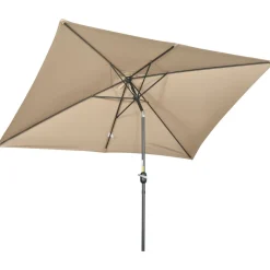 Sombrilla Sand Outsunny inclinable + plegable marrón 253x295x195 cm