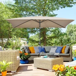 Sombrilla Sand Outsunny inclinable + plegable marrón 253x295x195 cm