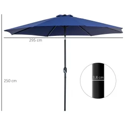 Sombrilla Sevilla Outsunny doble techo inclinable + manivela azul Ø295x250 cm
