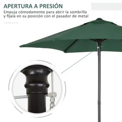 Sombrilla Teki Outsunny desmontable verde Ø196x204 cm
