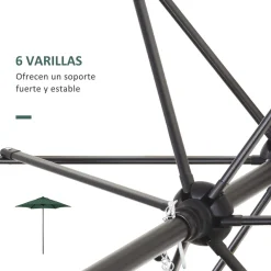Sombrilla Teki Outsunny desmontable verde Ø196x204 cm