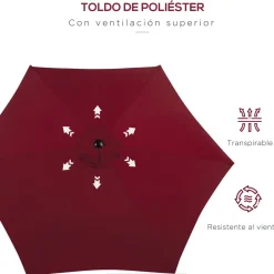 Sombrilla Toroni Outsunny reclinable + manivela Ø260x235 cm