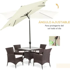 Sombrilla Toscana Outsunny ángulo inclinable crema 253x295x195 cm
