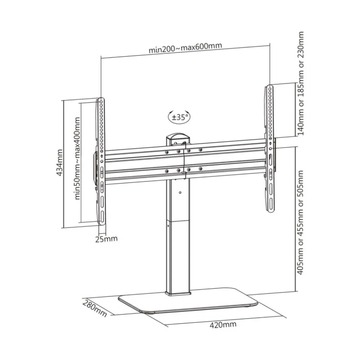 Soporte de mesa para TV Aisens Eco DT70S-253 40kg giratorio 37’’-70’’ negro